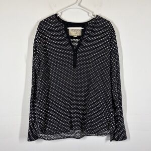 Ace & Jig Polka Dot Long Sleeve Henley Top Size Medium